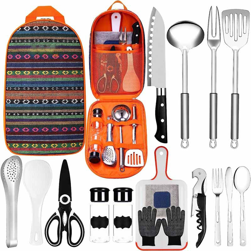 Tent Camping Kitchen RV Cooking Set Utensils Dining Fork Spoon Set