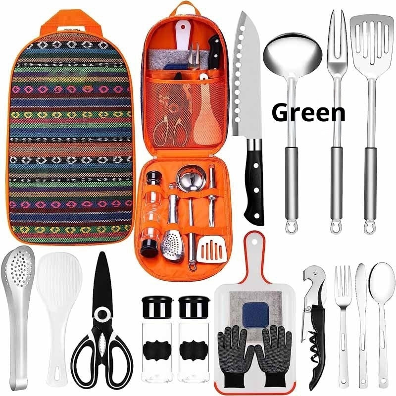 Tent Camping Kitchen RV Cooking Set Utensils Dining Fork Spoon Set