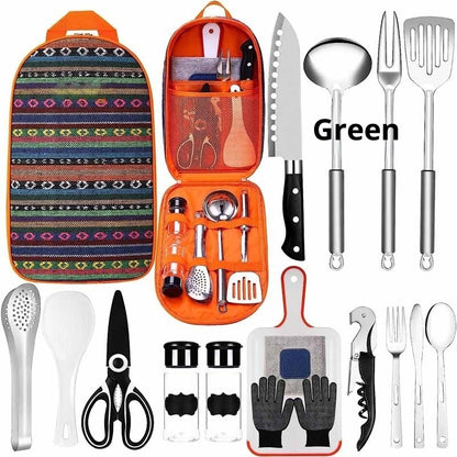 Tent Camping Kitchen RV Cooking Set Utensils Dining Fork Spoon Set