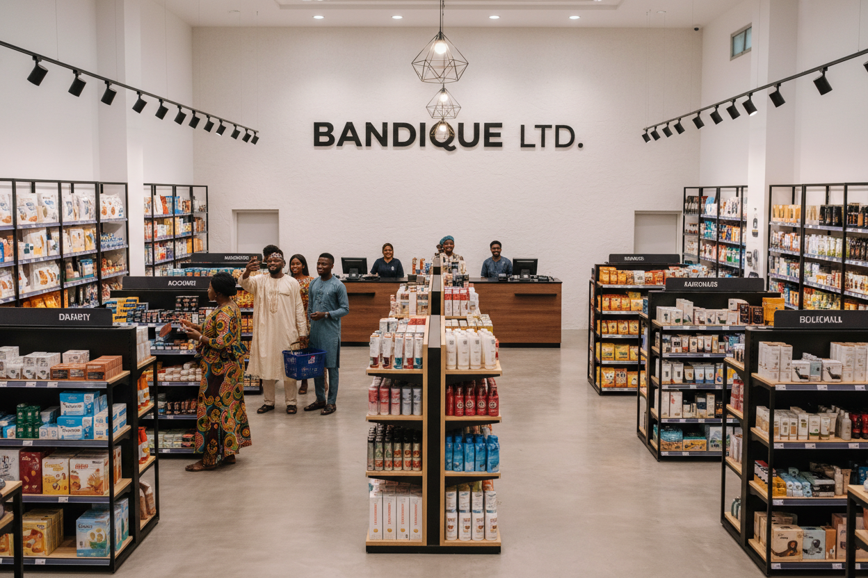 make the name more visible and if there are to be people in the store, it should be blacks or africans only cos target audience is nigeria